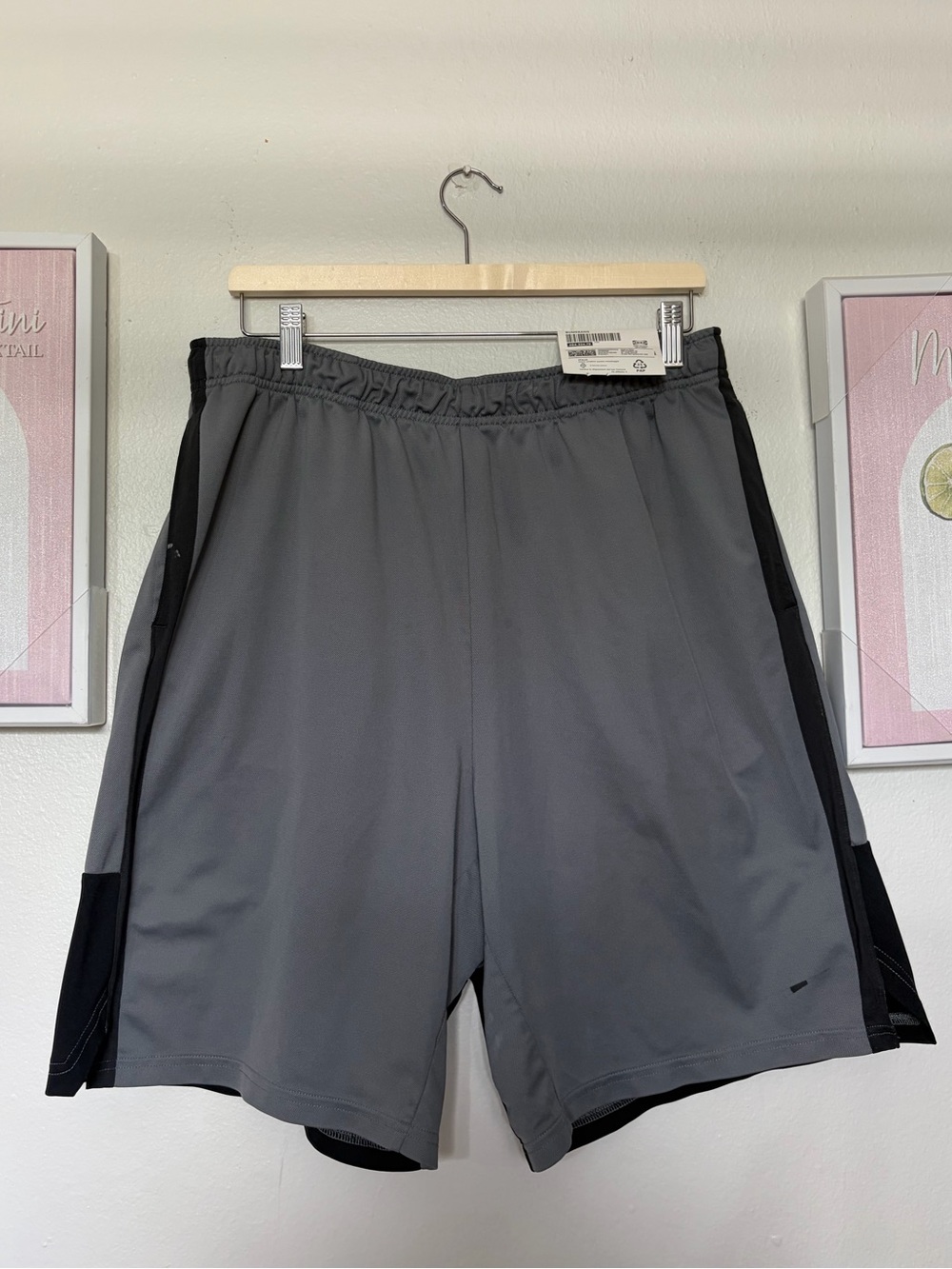 Nike Men's Gray Athletic Shorts with Black Panels